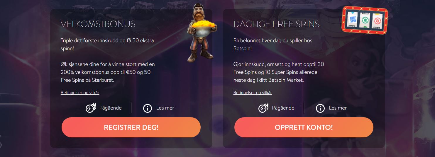 Betspin Velkomstbonus og daglige freespins