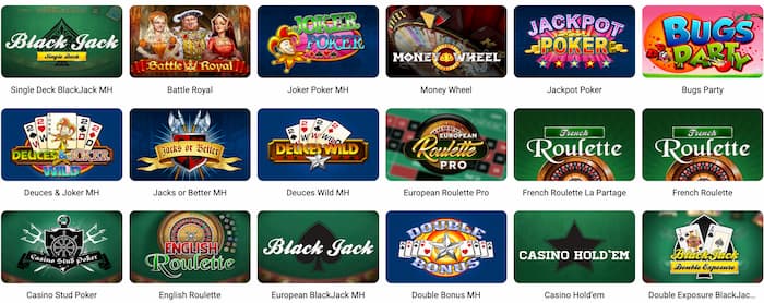 Spill bordspill som rulett, blackjack, baccarat og craps på Slottica casino