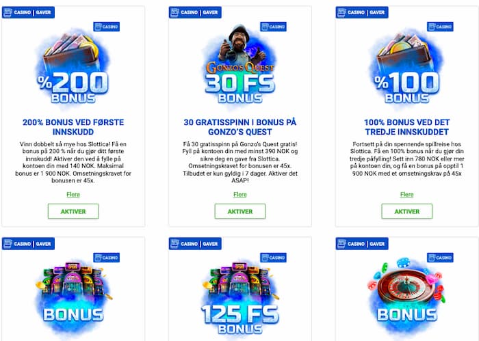 Slottica casino tilbud og bonus